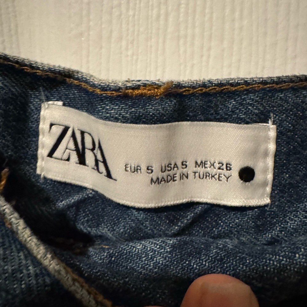 Zara Dark Denim A-Line Wrap Skirt with Side Pocket - Picture 3 of 3
